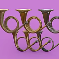 Commercial Equipment Featuring Multiple Silver And Gold Brass Horns Displayed On Purple Background