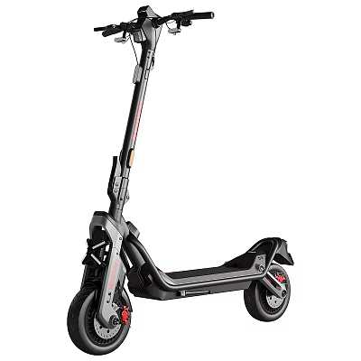 Modern Black Electric Scooter With Folding Design And Red Accent Wheels 3d model