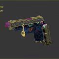 Modern Tactical Pistol With Black Frame Red Accents And Textured Grip