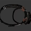 Detailed Dark Leather Frame With Metal Buckles Straps And Vintage Construction Design