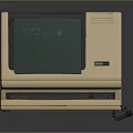 Vintage Electronic Computer Classic Beige Design With Retro Monitor And Built-in Keyboard