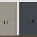 Modern Double Doors in Light Brown and Black with Golden Handles Stylish Design