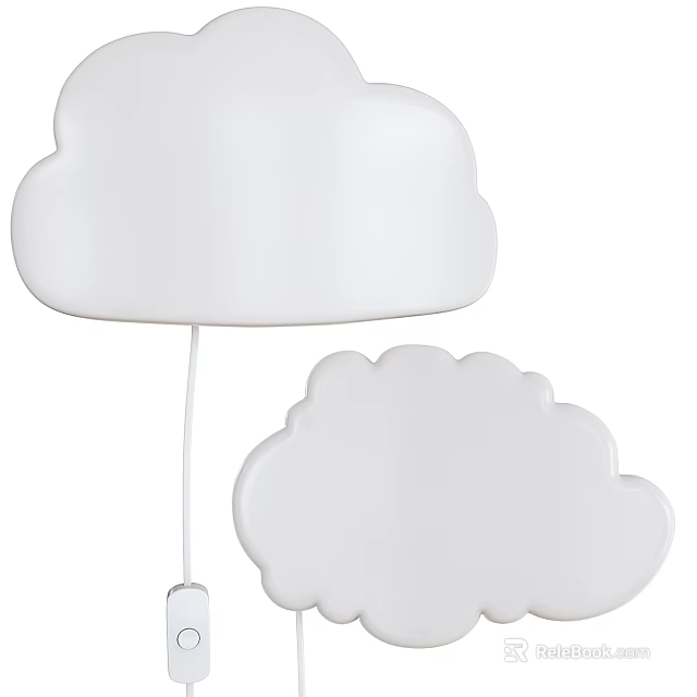 White Cloud Shaped Wall Lamp with Soft Light for Kids Room Decor 3d model