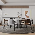 Modern Restaurant Dining Table and Chair Combination 3d model