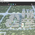 Aerial Planning of Modern Residential Community With High-Rise Towers Low-Rise Houses Greenery Roads And River
