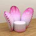 Modern Cactus Shaped Public Chair With Pink Gradient And Bumpy Dots Design 3d model