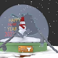Festive Snow Globe With Snowman Happy New Year 2022 And Merry Christmas Decorations