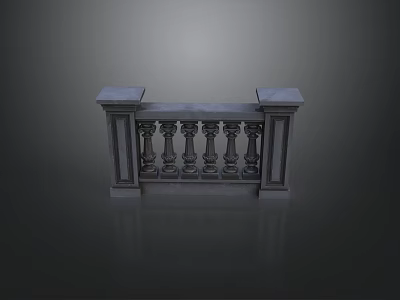 Durable Roadside Stone Balustrade Structure With Decorative Pillars And Safety Design 3d model