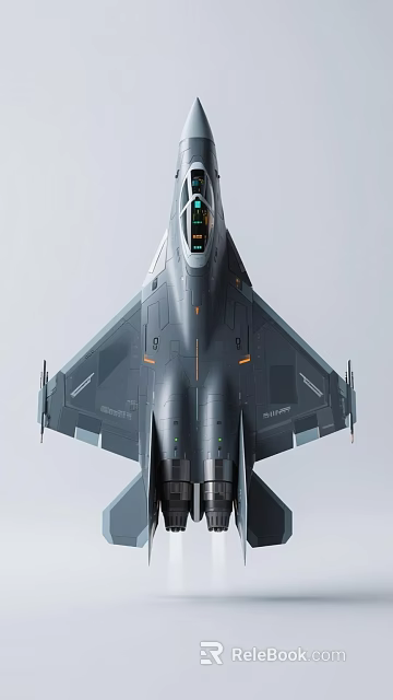Modern Fighter Jet Front View With Sleek Gray Body And Transparent Cockpit 3d model 