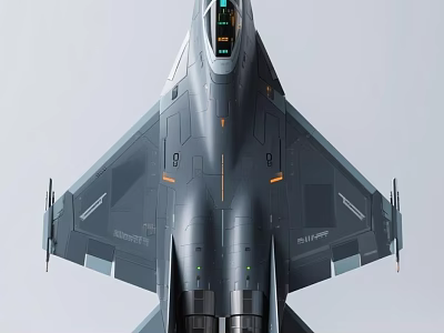 Modern Fighter Jet Front View With Sleek Gray Body And Transparent Cockpit 3d model