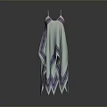 Elegant Light Blue Spaghetti Strap Dress With Purple Trim And Flowy Design
