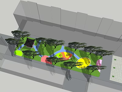 Park Landscape Design With Green Trees Colorful Play Areas And Water Features 3d model