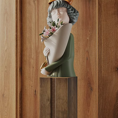 Elegant Indoor Bonsai Potted Plant With Green Foliage On Wooden Stand 3d model