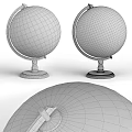 Decorative Globe Ornament Set With Wooden Base Metal Stand And Map Details