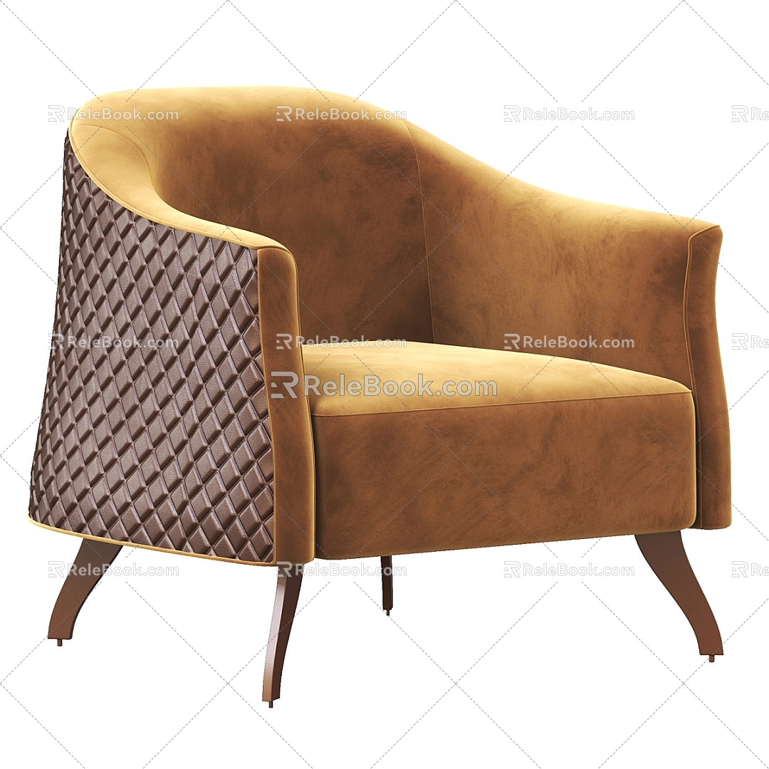 Modern earthy leather single sofa 3d model