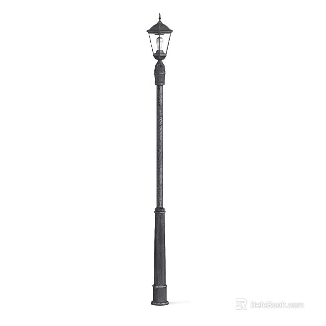 Outdoor Street Light with Classic Black Pole and Decorative Lamp Shade 3d model 