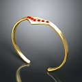 Golden Bracelet With Red Stones Fashion Accessory For Daily Wear