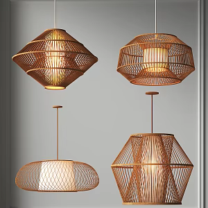 New Chinese Chandelier Guest Dining Room Chandelier Study Room Chandelier Wooden Woven Chandelier Bedroom Room Chandelier Wooden Hollow Chandelier 3d model