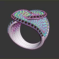 Fashionable Silver Ring With Unique Twisted Design And Sparkling Gems Inlaid
