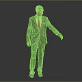 A Man In Gray Suit With Red Tie Extending Arm Against Dark Background 3d model