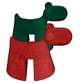 Playful Abstract Green And Red Toy Dolls With Round Heads And Body Cutout Designs