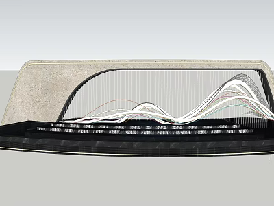 Elegant Modern Sculpture Featuring Wavy Lines Mesh Structure And Soft Lighting 3d model