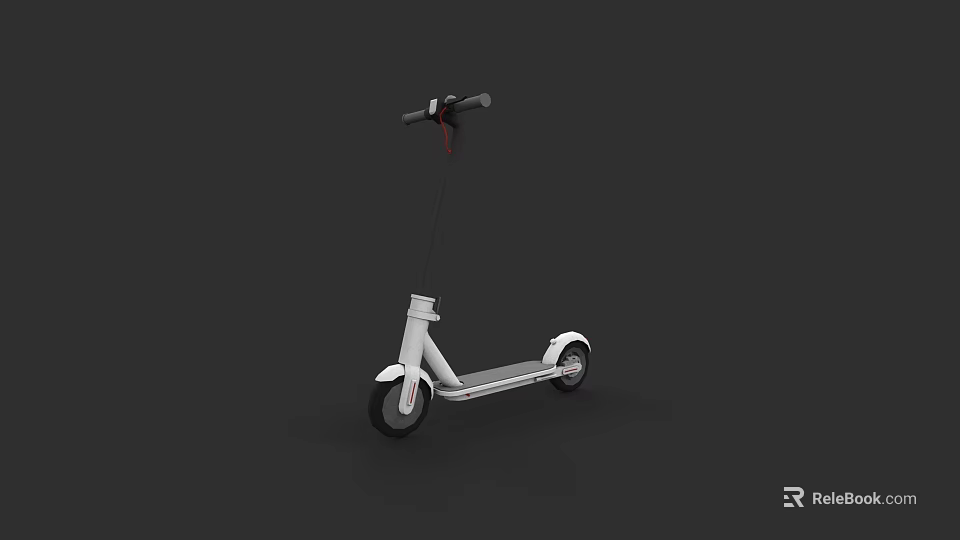 Modern White Electric Scooter With Black Handlebar And Wheels For Urban Use 3d model 