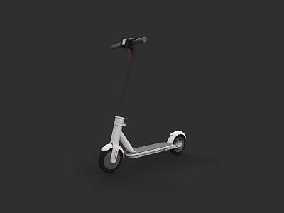 Modern White Electric Scooter With Black Handlebar And Wheels For Urban Use 3d model