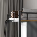 Modern Bunk Bed Interior with Desk Chair Bookshelf and Storage Cabinet