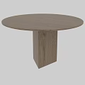 Modern Round Wooden Dining Table With Square Column Base And Natural Finish 3d model