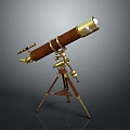 Vintage Astronomical Telescope with Brass Tripod Stand Wooden Tube and Adjustable Mount