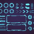 Futuristic Decorative Lights With Geometric Shapes Blue Glowing And Neon Effect Design