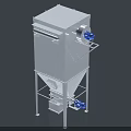 Industrial Filtration Equipment With White Body Blue Motor And Metal Stand