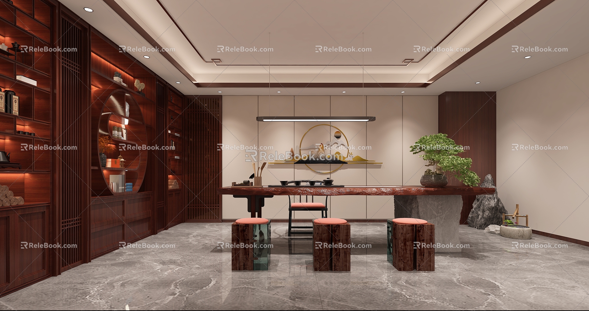 Chinese Office Tea Room Reception Room 3d model