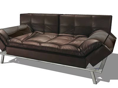 Brown Leather Sectional Sofa With Modern Design Metal Frame And Comfortable Seats 3d model