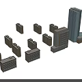 Various Modern Office Buildings With Different Heights And Architectural Designs 3d model