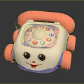 Electric Toy Phone With Cartoon Face Number Buttons And Pink Wheels For Kids Play