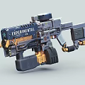 Experimental Futuristic Weapon With Mechanical Structure Sci Fi Design And Blue Gold Accents