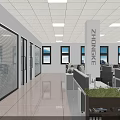 Modern Office Interior With Workstations Computers Ergonomic Chairs Windows And Ceiling Lights 3d model