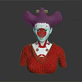 Game Movie Character With Red Outfit Unique Hairstyle Mechanical Head And Silver Accents Design