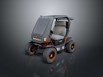KUBOTA Small Electric Bus Featuring Gray Body Orange Accents Large Tires And Two Seats 3d model