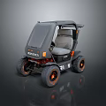 KUBOTA Small Electric Bus Featuring Gray Body Orange Accents Large Tires And Two Seats