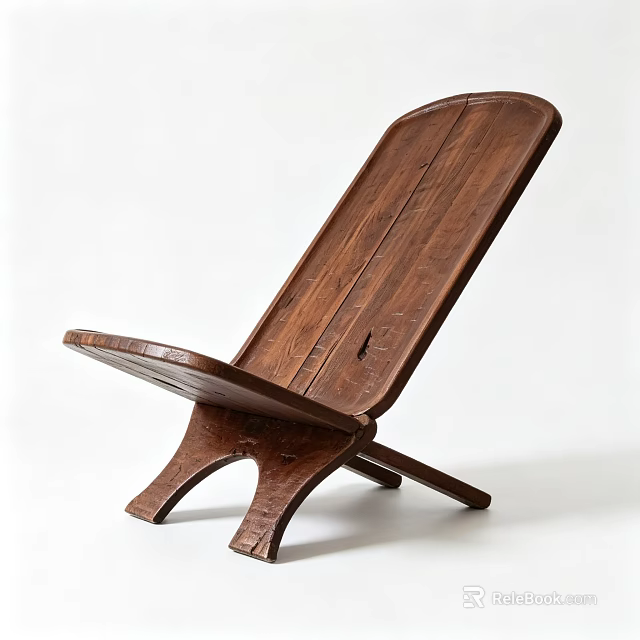 Solid Wooden Single Chair With Foldable Design And Natural Wood Grain 3d model 