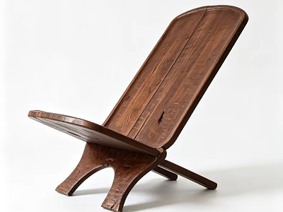 Solid Wooden Single Chair With Foldable Design And Natural Wood Grain 3d model