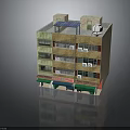 Multi Story Residential Building With Shop Front Green Awning And Air Conditioners