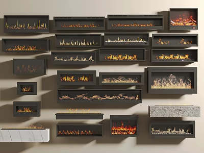 Various Fireplace Designs With Modern Styles Wall Mounted And Built In Options 3d model