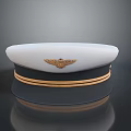 Classic Uniform Cap With White Top Black Brim Golden Emblem And Stripes