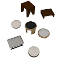 Modern log small round stool combination 3d model