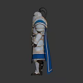 3D Rendered Ornate Blue And Silver Medieval Fantasy Armor With Metallic Texture