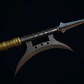Ancient Polearm Weapon With Long Metal Shaft And Crescent Blade Design 3d model